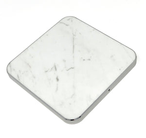 Wireless Charging Square Pad Marble & Metal Trim with Fast Charge Qi Technology