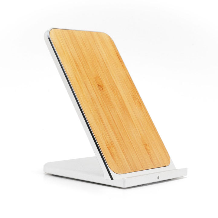 Wireless Charging Stand Wood & Metal Trim with Fast Charge Qi Technology